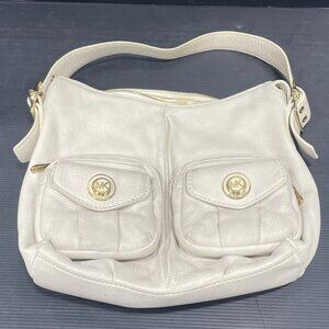 MICHAEL KORS DOUBLE POCKET SHOULDER BAG Bone Leather Hobo Purse MK Handbag